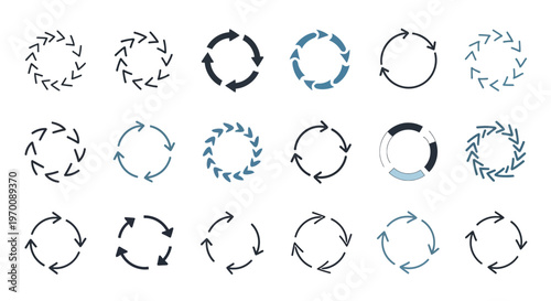 Circular Arrows Vector Set: Refresh, Reload, Cycle, and Rotation Icons Collection
