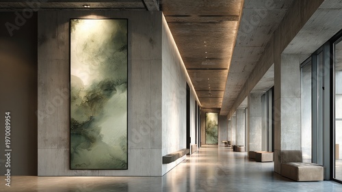Modern Art Gallery Interior with Minimalist Design and Natural Light