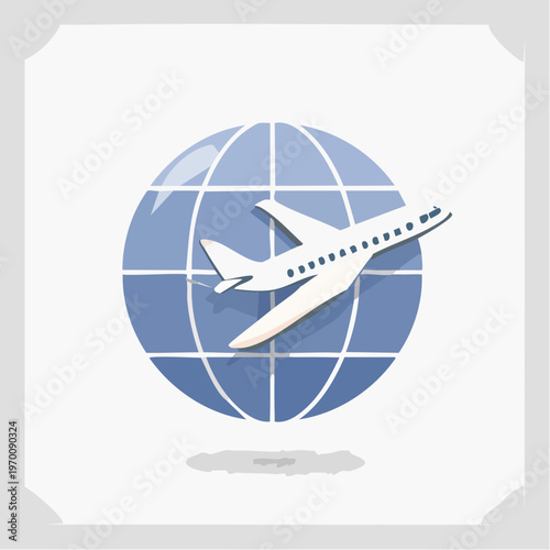 Reise Welt Icon mit Flugzeug