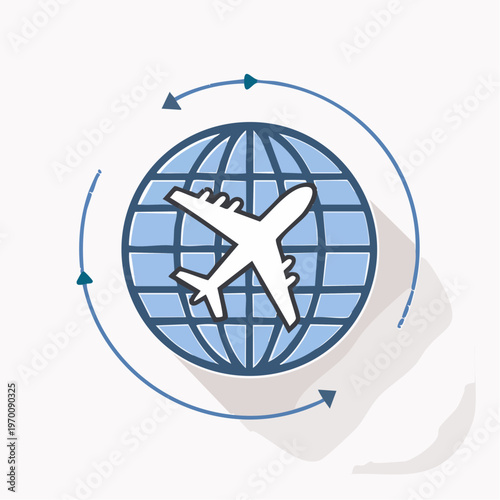 Reise Welt Icon mit Flugzeug