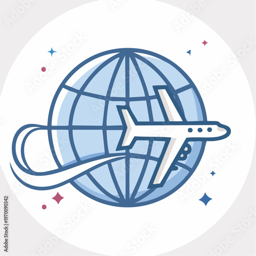 Reise Welt Icon mit Flugzeug