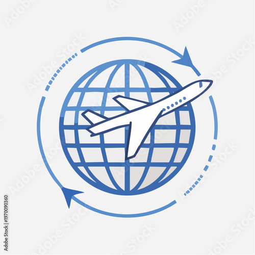 Reise Welt Icon mit Flugzeug