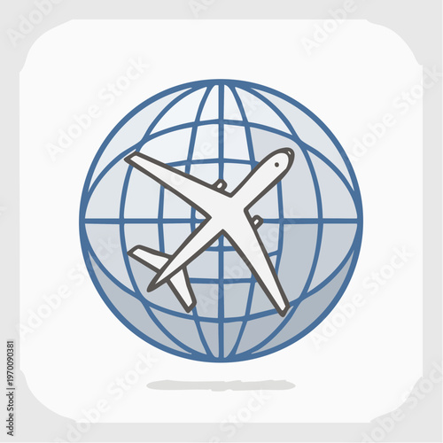 Reise Welt Icon mit Flugzeug
