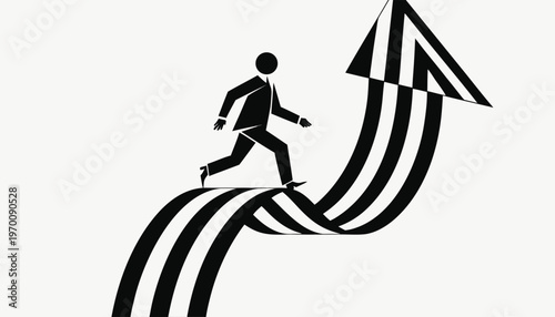 Silhouette of a man running with a sword in vector illustration style