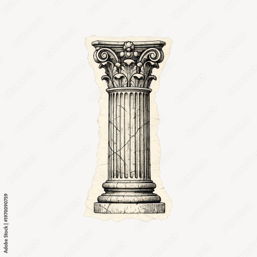 Fototapeta premium Classical column vintage illustration