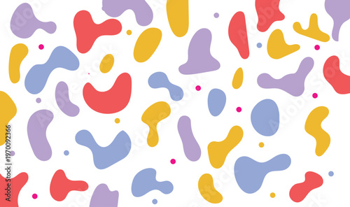 Colorful Abstract Blob Pattern, Playful Multicolor Organic Shapes Seamless Background, Modern Fun Amoeba Dots Design, Vibrant Rainbow Squiggle Shapes Texture 