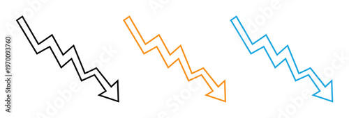 falling down arrow zigzag line graph indicates financial loss concept, stock market fall, business loss, market crash, economic loss. graph arrow downward direction. Vector illustration.