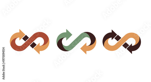 Infinity Arrow Symbols Representing Continuous Cycle, Sustainability, and Connection