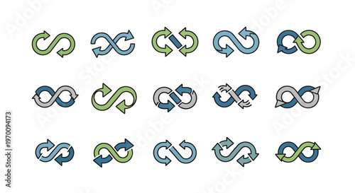 Infinity Arrow Symbols Collection: Endless Loop, Cycle, and Connection Concepts