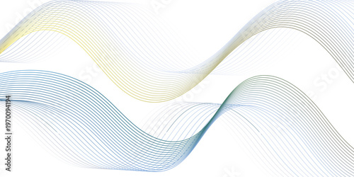 Abstract blue wave lines with smooth flowing curves and digital motion effect, clean gradient background for modern design, branding and presentation visuals