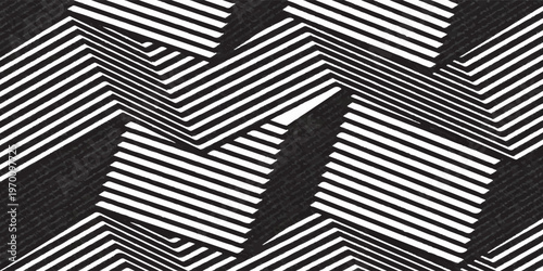 abstract black white stripe line. geometric triangle texture background. hexagon pattern. retro styled concept. Illustration