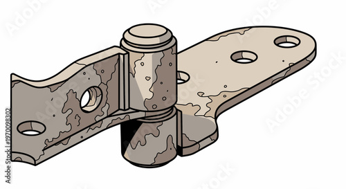 Hinged door mechanism with mounting holes in metallic finish  