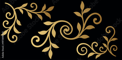 Luxury Gold Floral Corner Ornament Vintage Decorative Design Set