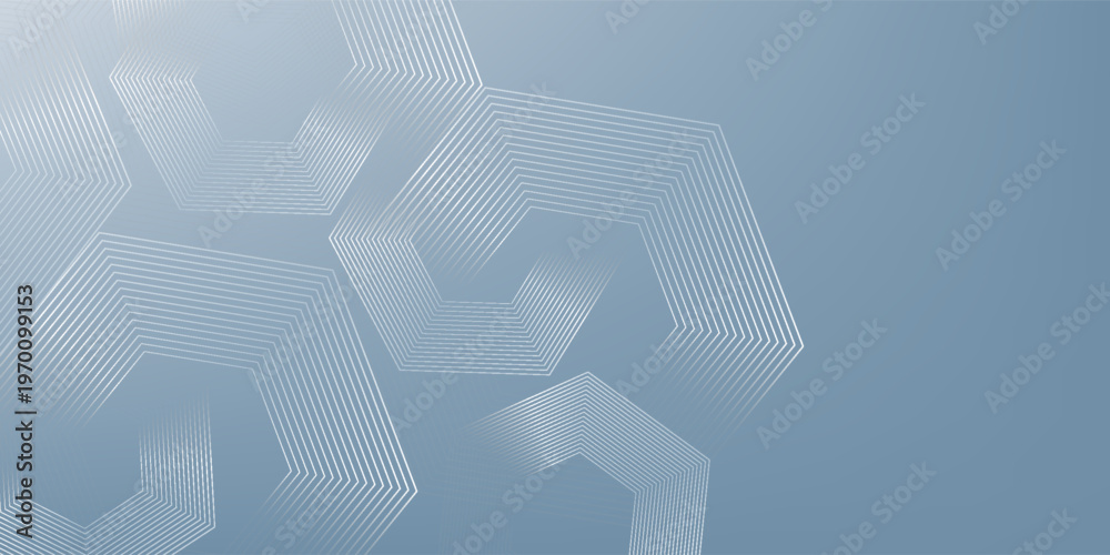 Fototapeta premium Abstract hexagon lines on gray background. Geometric stripe line art design for poster, brochure, cover, eps10