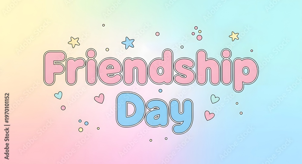 Fototapeta premium Colorful illustration displaying the words friendship day with decorative elements