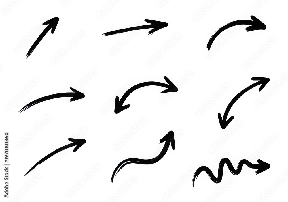Obraz premium A collection of black arrows pointing in different directions
