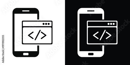 Smartphone icon with "APP" label and tools (hammer and wrench). Represents mobile application development, phone repair, software optimization, and technical maintenance.