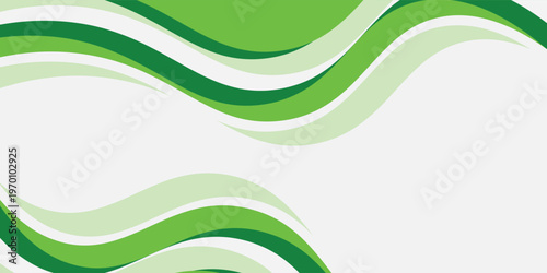 Fotografie Abstract White and Green wave wide background banner, modern design vector illus