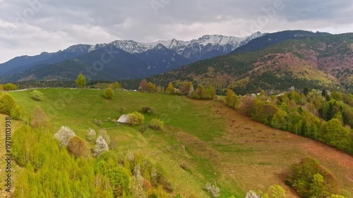 Spring time over the hills of Transylvania , Romanian Carpathian mountains 