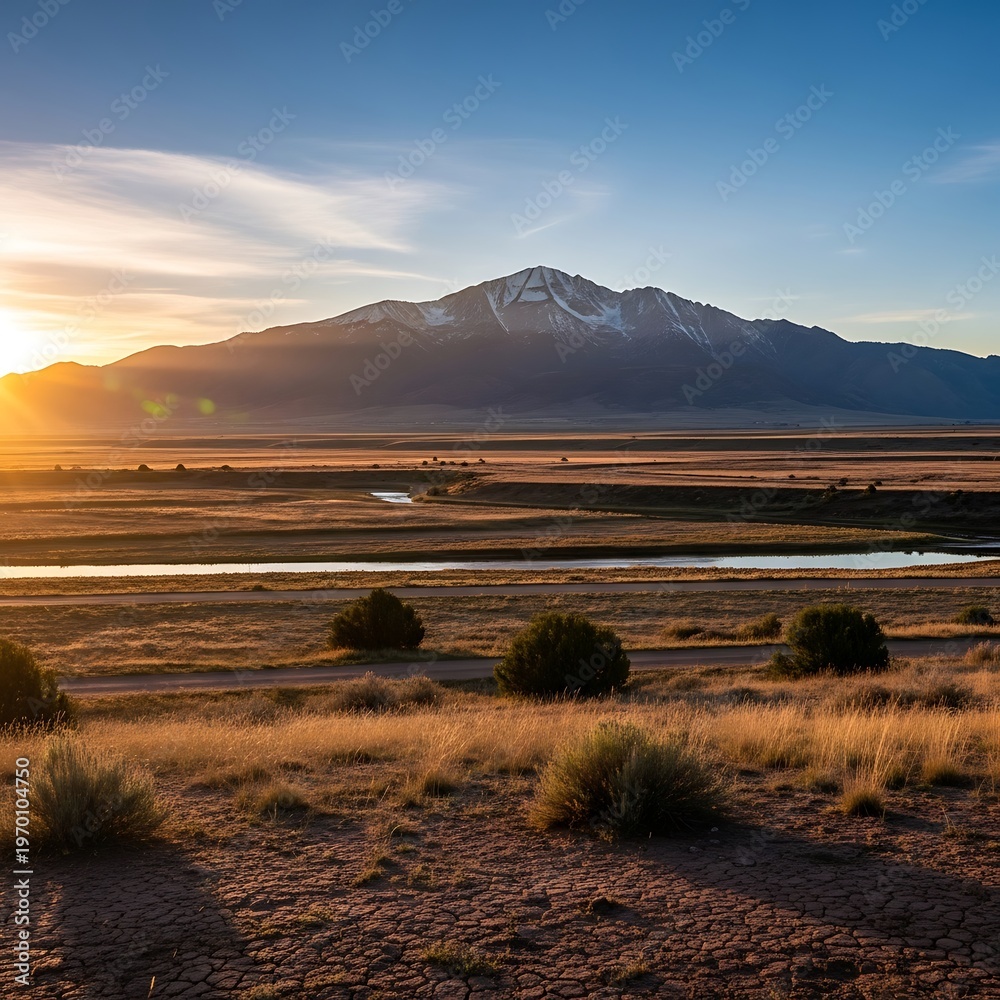 Obraz premium Mountain Valley Sunset. (4)