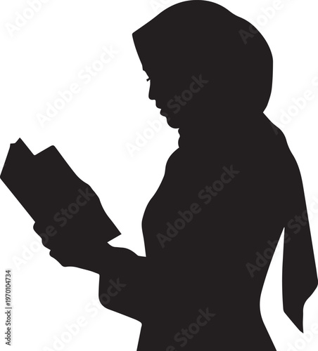 A silhouette of a woman reading a book in a quiet moment