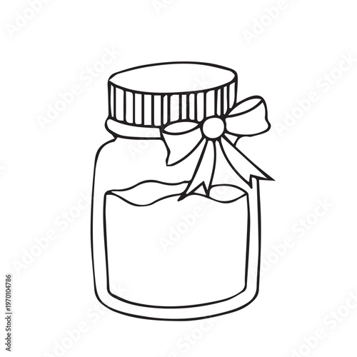 Isolated vector illustration of a healthy homemade fruit jam and sweet red marmalade glass jar container for breakfast
