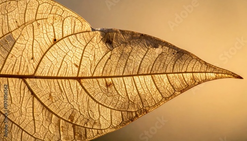 Dried Leaf Closeup with Veins and Texture.