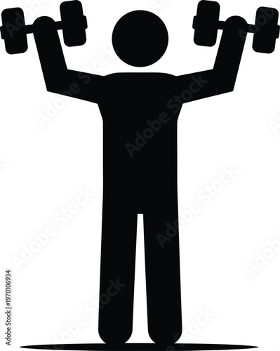 Man Lifting Dumbbells Silhouette on White Background