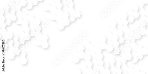 Futuristic abstract emboss white hexagon pattern vector design. Hexagon concept design abstract cube business technology background.