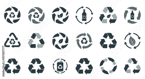Recycling Symbols Collection: Eco-Friendly Icons for Environmental Sustainability