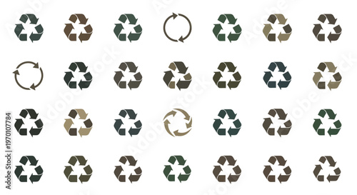 Recycling Symbols Collection: Sustainable Eco-Friendly Icons for Environmental Conservation