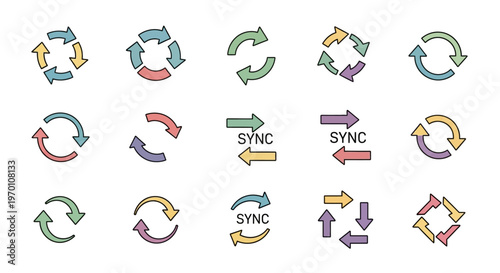 Refresh, Cycle, and Sync Arrow Icons Set for Web and App Design