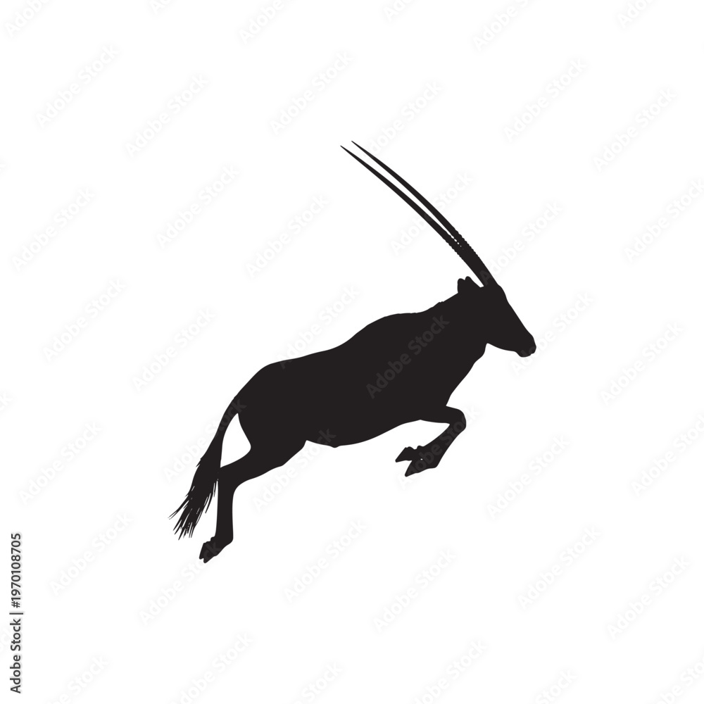 Fototapeta premium Black silhouette of a person running with a briefcase against white background minimalist motion