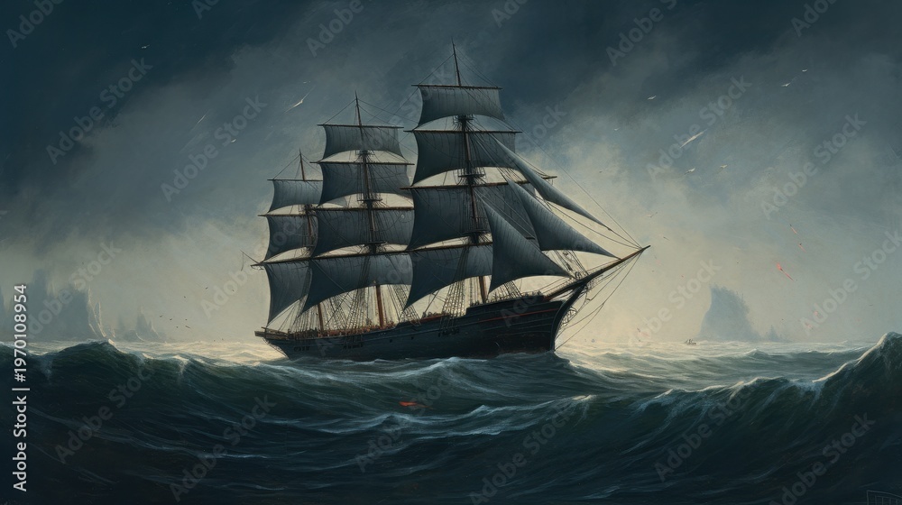 Fototapeta premium The Mary Celeste on open sea