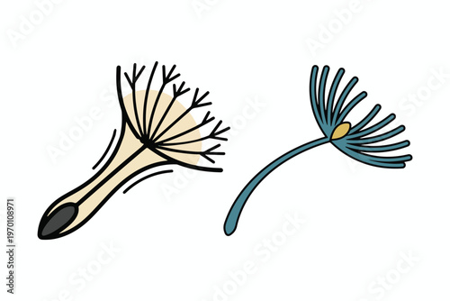 Flying Dandelion Seeds Illustration on White Background