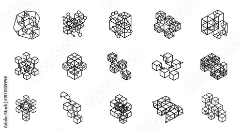 Abstract Geometric Cube Structures in Various Configurations.