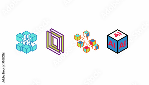 Isometric AI and Data Processing Icons for Modern Technology Concepts.