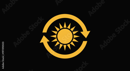 Sun Cycle Refresh Icon, Renewable Energy Concept