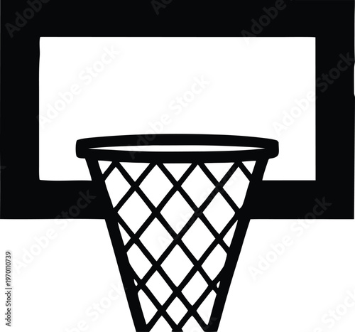 Flat basketball hoop and backboard vector illustration
