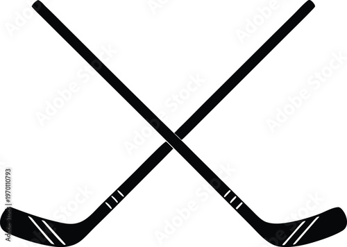 Canvas Print Crossed ice hockey sticks sport symbol illustration