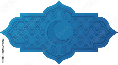 Traditional Islamic banner with crescent moon and elegant pattern art
