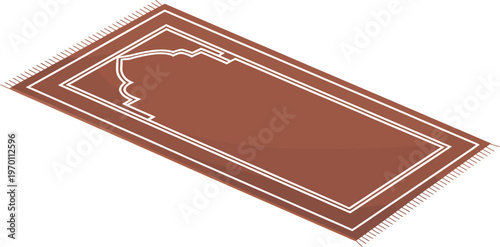 Brown Islamic Prayer Rug with Arch Detail, Worship Mat Illustration