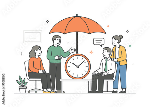 Colleagues reinforcing sustainable workload pacing and protecting long-term performance together during a calm productivity reflection meeting in a