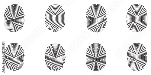 Minimalist fingerprint icons for secure access and biometric authentication