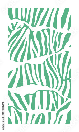 Green Organic Leaf Vein Abstract Pattern Minimalist Zebra Stripe Style Modern Decorative Wall Art Graphic Design Element Background