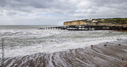 View of South Downs coast from Cuckmere Haven towards Seaford Head in East Sussex, UK on 30 March 2026