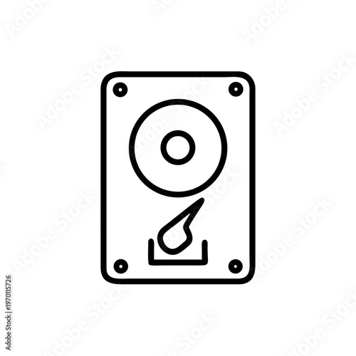A minimalist vector graphic illustration of a hard drive with an eject button