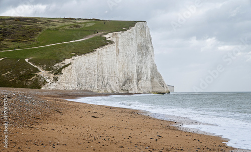 Seven Sisters chalk cliffs and south downs footpath from Cuckmere Haven, East Sussex, UK on 30 March 2026