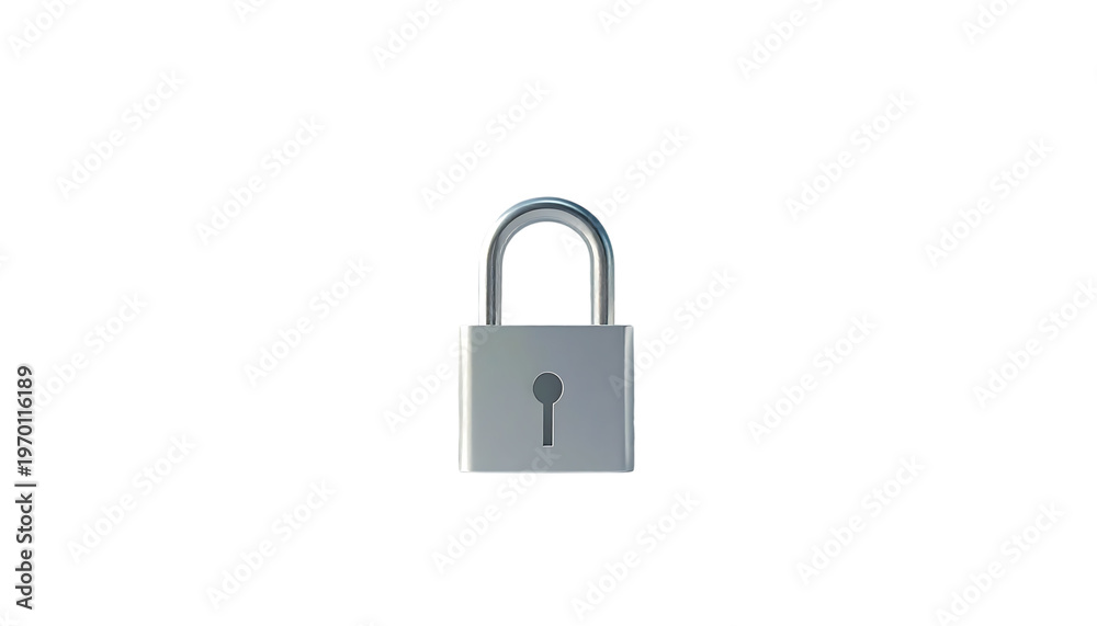 Naklejka premium Silver padlock with keyhole in the center isolated on a transparent background security metal