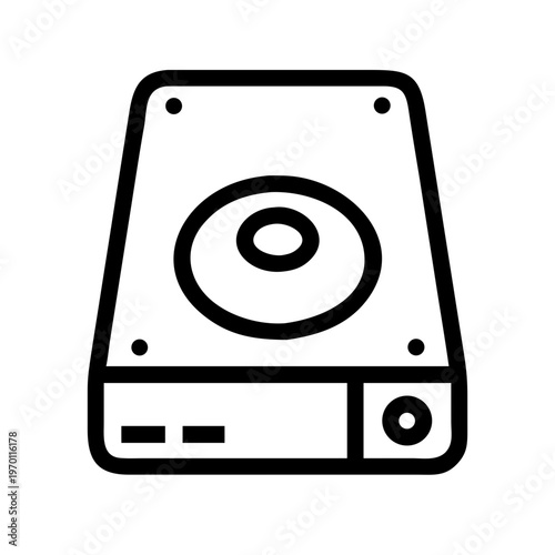 A minimalist vector graphic illustration of a hard drive with a simple design